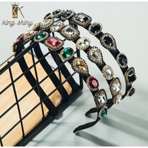 Summer Design Baroque Multi Color Crystal Headband for Lady Luxury Geometric Rhinesthone Bridal Wedding Banquet Hair Accessories