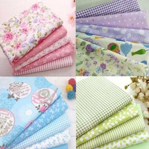 Pretty Hot 4 Colors 50x40cm Pink Green Blue Purple Mixed 5 Patterns 100% Cotton Fabric Bundle For DIY patchwork sewing doll clot