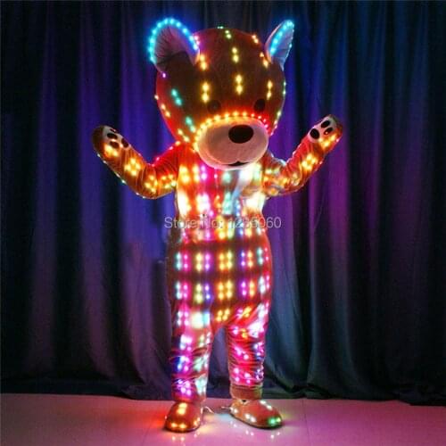 Programmable led costumes ballroom dance robot clothes party bar lighted doll colorful color stage show Xmas wears performance