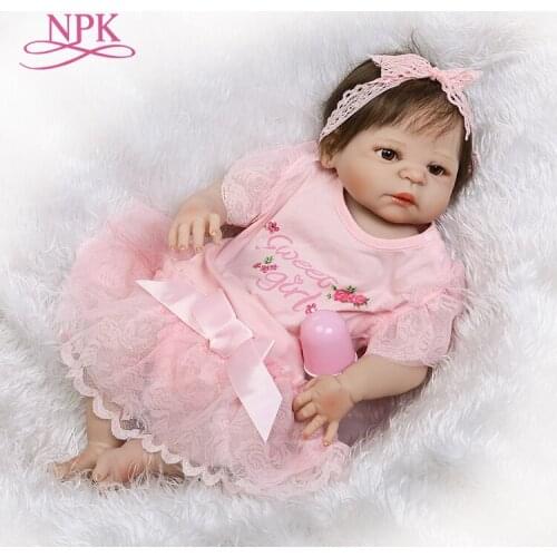 NPK lifelike full vinyl baby doll with real girl gender bebes reborn meninas gifts on Childrens day and Christmas