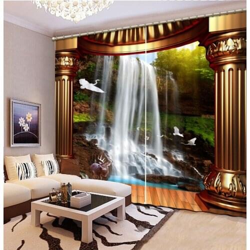 Roman curtains Landscape Scenery Beauty Digital Photo Printing Blackout 3D Curtains for Living Room waterfall curtains