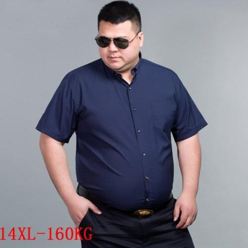 5XL 8XL 10XL 12XL 14XL Large Size Men Shirt short Sleeved purple Black Blue Business formal Mens oversize office Shirt