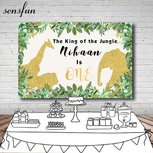 Sensfun Gold Glitter Elephant Animal Baby Shower Photography Backdrop Custom The Wild Things Birthday Party Backgrounds Prop