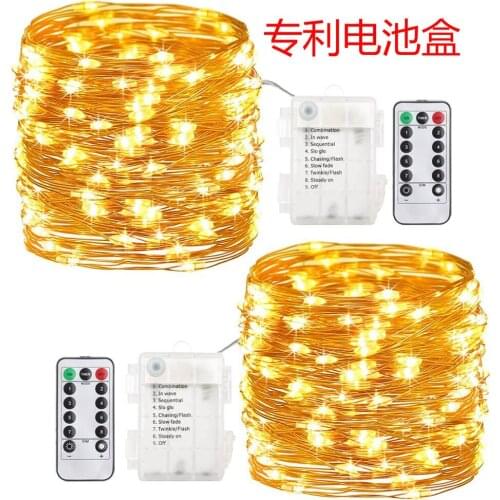 Outdoor Waterproof Battery Box Remote Control Copper Wire String Lights Christmas Day Decoration LED Copper Wire Lantern