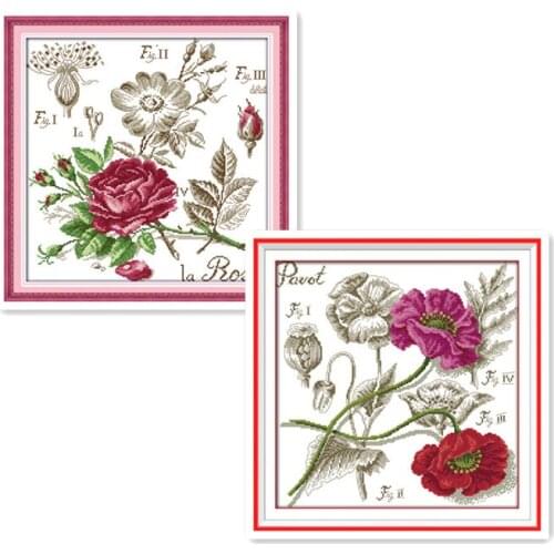 Everlasting Love Roses Poppy Chinese Cross Stitch Kits Ecological Cotton Clear Stamped Printed 11 DIY Gift Christmas Decoration