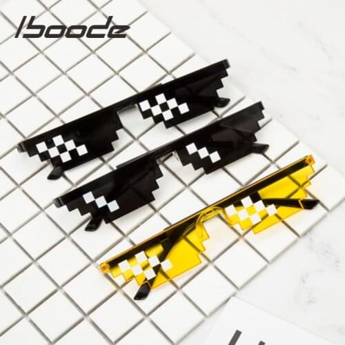 Iboode Funny Glasses Women Men Polygonal Thug Life Sunglasses Mosaic Masculine 8 Bits Style Pixel Sun Glass