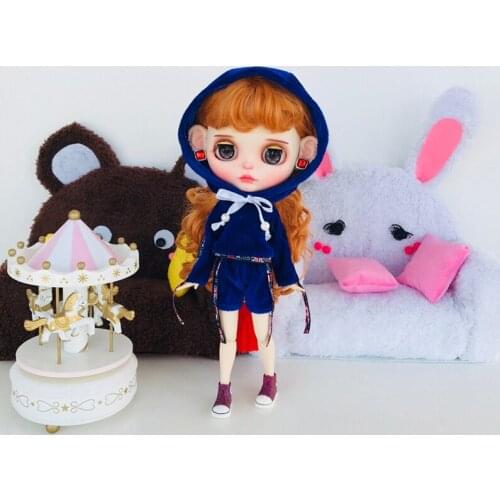 1Set 1/6 Dolls Fashion Hoodie Pants Shorts Set Clothes for Blyth, Icy, Licca, Azone Doll Accessories
