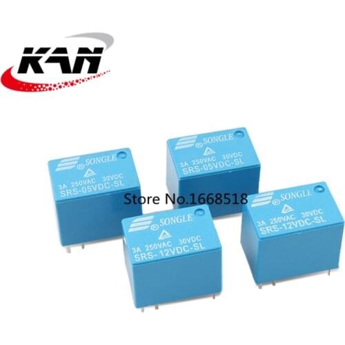 100PCS SONGLE Relays KINDS Power Relay SRS PCB 6 Pins BLUE 5V 9V 12V 24V SRS-05VDC-SL SRS-12VDC-SL SRS-24VDC-SL