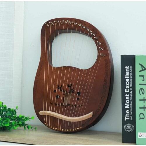 16 Strings Wooden Mahogany Lyre Harp Instrument with Pickup Tuning Wrench Cleaning Cloth Beginner Gift Musical Instrument