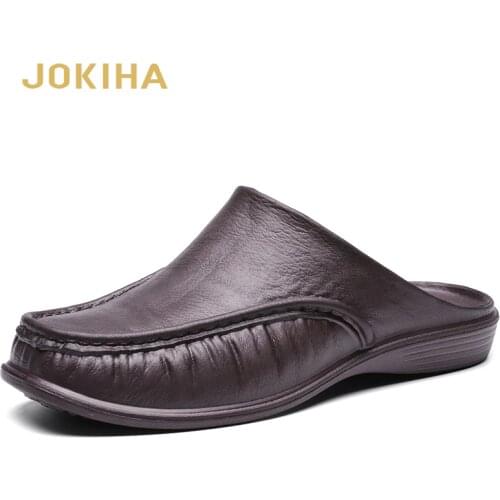 2020 Summer Mens Half Sole Slippers Classic Closed Toe Sandals Slipper Mule Clogs Men Flip Flops 40-47 Plus Size Garden Shoes