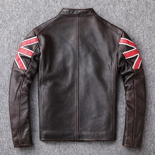 2020 Vintage Brown Men Slim Fit Bikers Leather Jacket Plus Size XXXXL Genuine Cowhide American Motorcycle Coat FREE SHIPPING