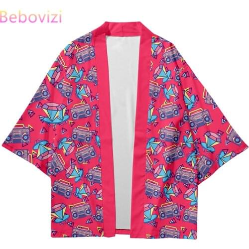 2021 Pink Blue Red Purple Fashion Beach Japanese Kimono Kimetsu No Yaiba Robe Cardigan Men Shirts Yukata Haori Womens Clothing
