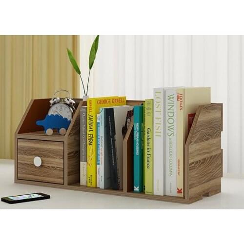 55*24*20CM Modern Desktop Bookshelf Office Storage Bookcase Student Desk Rack With Drawer
