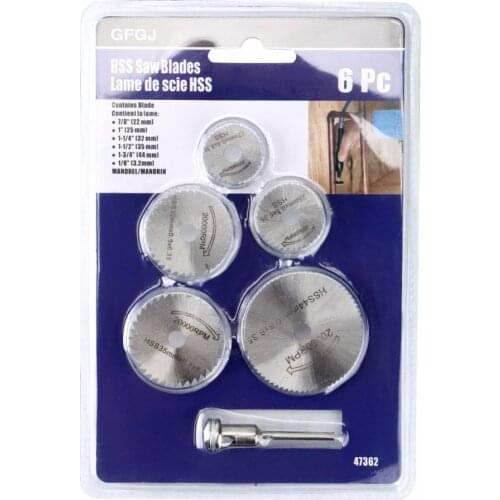 6pcs Mini Circular Saw Blade Set HSS Cutting Disc Rotary Tool Accessories Compatialble for Dremel Wood Plastic Aluminum