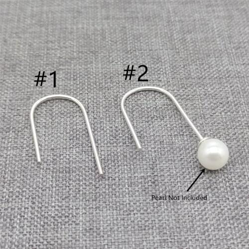 4prs of 925 Sterling Silver U Ear Wires Earring Cup Peg for Half Drilled Pearl