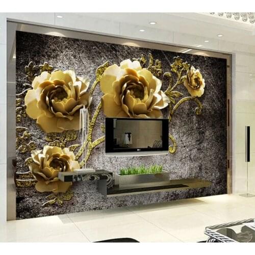 8d Stereoscopic Peony Cane Flower Wallpaper Murals 3d Wall Photo Mural for TV Background 3d Wall Murals 3D Flower Wall paper