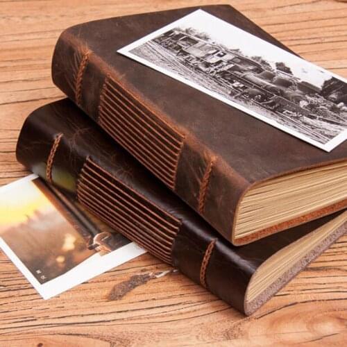 200 Sheets Genuine Leather Handmade 100g Kraft Paper Sketchbook DIY Journal Notebook Wedding Gift