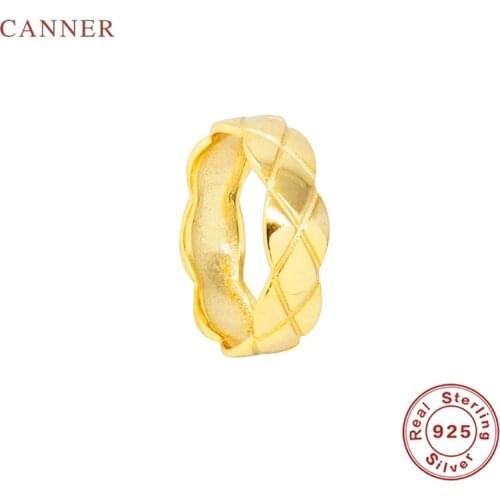 CANNER Wavy edge glossy pattern Ring 925 Sterling Silver Anillos Rings For Women Luxury Fine Jewelry Wedding Bague Bijoux