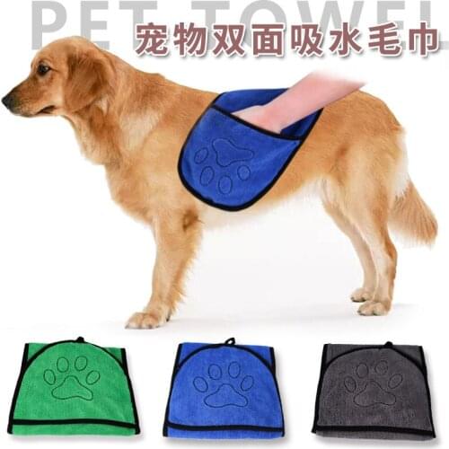 Pets Dog Bath Towels Perros For Dogs Cat Puppy Microfiber Super Absorbent Pet Drying Towel Blanket With Pocket Bathing Supply
