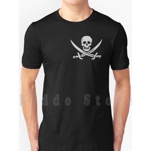 Jolly Roger White T Shirt Cotton Men Diy Print Cool Tee Pirate Jolly Roger Jolly Roger Flag Style Skull Bones Reaper