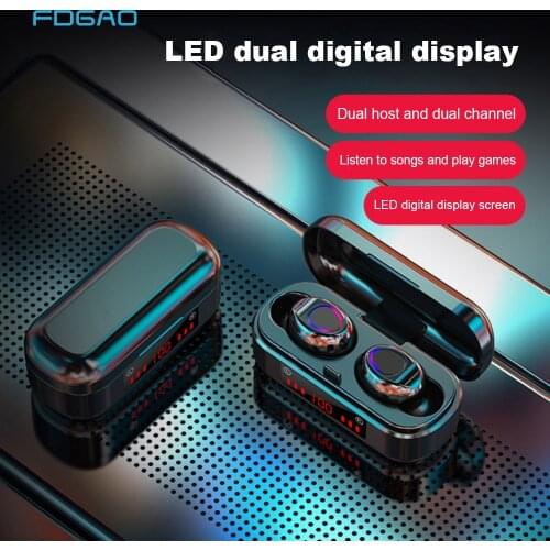 FDGAO TWS for Bluetooth 5.0 Wireless Earphone Music Earphones Sports Headphones Stereo Noise Cancelling Headset Earbud With Mic