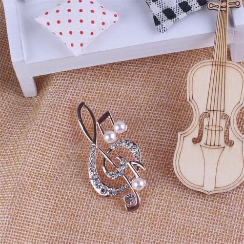 1pc Elegant Rhinestone Music Note High-grade Lovely Crystal Brooch Fashion Jewelry Rhinestone Pin Christmas Gift 5.6cm*3cm