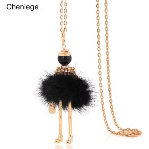 Chenlege fashion long necklace for women charm big chokers chain rabbit pendants charms ladies statement bunny fur necklaces