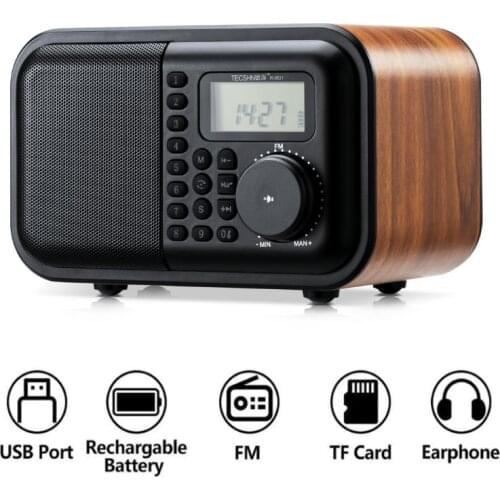 Digital Portable Radio FM Stereo ReceiverBluetooth Speaker Stereo MP3 Player Support TF With Retro Subwoofer Timing Alarm Clock
