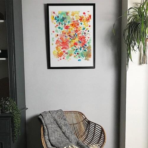 Boho Colorful Tiger Tree Green Leaf Flower Floral Poster Wall Art Canvas Prin For Home Decor Dorm Abstract Color Watercolor