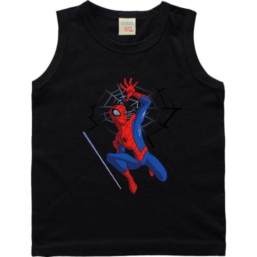 Disney Marvel Spiderman Vests T-shirts Children Cartoon Boys Cool Printing Sleeveless Tops Summer Clothing Kids Boys Clothes
