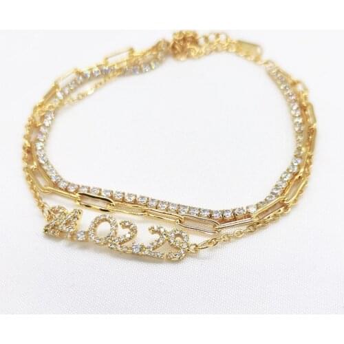 DUOYING New Custom Year Number Bracelet Personlized Birthday Stone Bracelets Copper Zircon Letter Bangle Cute Gift For Girls