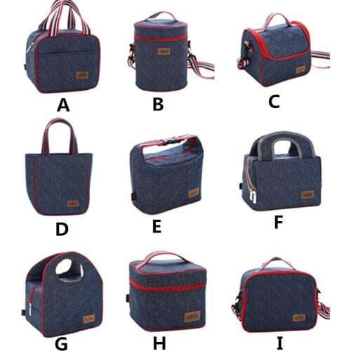 Denim Insulation Lunch Bag Kids School Bento Box Insulated Cooler Pouch Weekend Picnic Drink Food Thermal Ice Pack Accessories