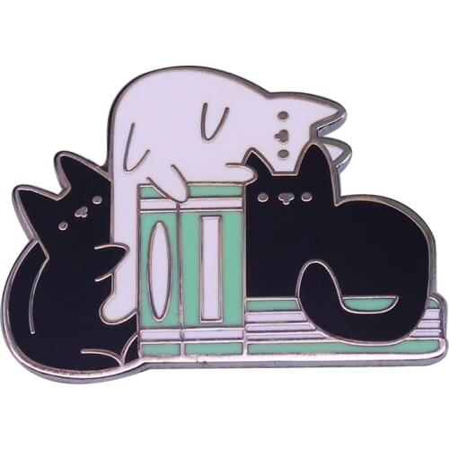Cats And Books Pin Super Cute Gift For Literary Booknerd
