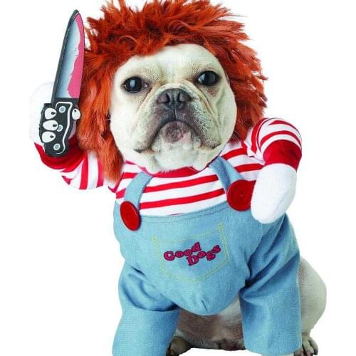 Pet Dog Halloween Costume Novelty Dogs Clothes Holding a Knife Christmas Clothing Funny Pet Cat Party Cosplay Apparel Outfits