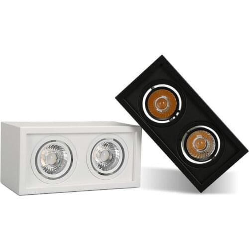 Square 2head 20W square Dimmable LED COB Ceiling DownLight LED Lamp For Home Lighting Decorate Black Body LemonBest
