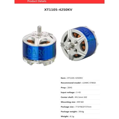 LDARC XT1105 1105 4250KV 3-4S Brushless Motor for RC Drone FPV Racing Cinewhoop Tinywhoop 2inch ET85D Helicopter Drone