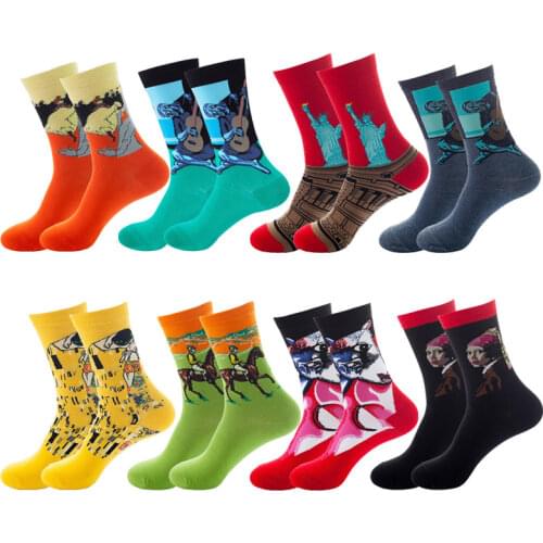 Hot Sale Men Classic Socks Autumn Winter Retro Women Personality Art Mural World Famous Oil Painting Hip hop