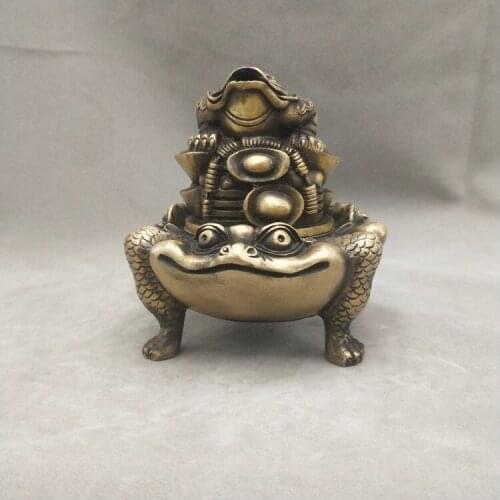 Antique MingDynasty copper toad censer, hand -Carved pot, Home Decoration,best collection & adornment