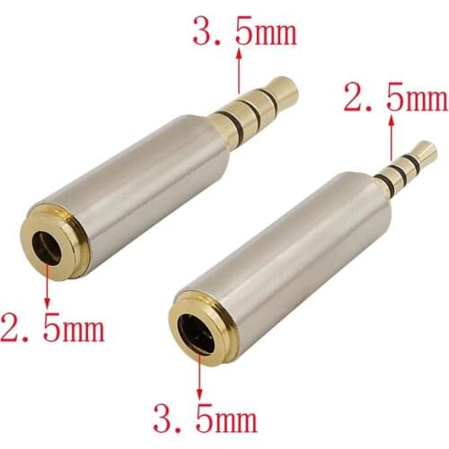 2Pcs Metal 3.5 mm Jack 4 Poles Stereo Headphone Converter 2.5mm Male Plug to 3.5mm Female Soctet Adapter Connector