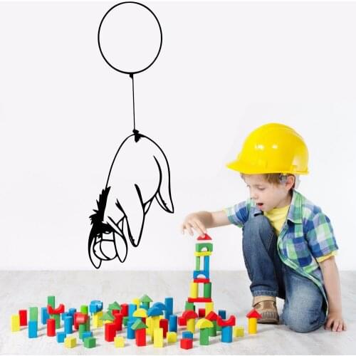 Cute Donkey Wall Stickers With Cartoon Ballon Pattern Wall Paper Home Decor Nursery Kids Playing Room Vinyl Wall Decals Z143