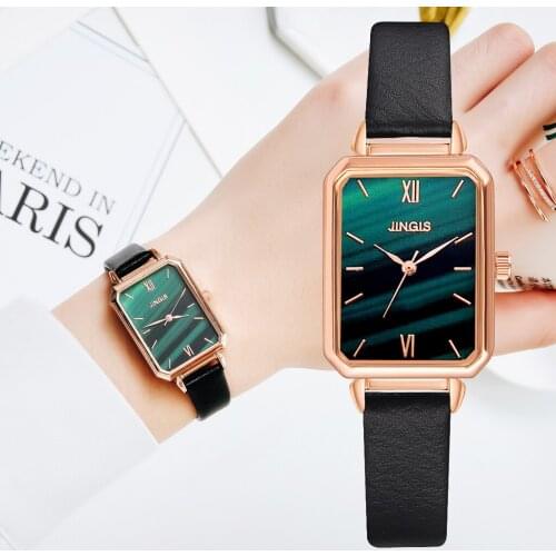 Fashion Women Romantic Rectangular Dial Wrist Watch Leather Rhinestone Designer Ladies Clock Simple Dress Gfit Montre Femme