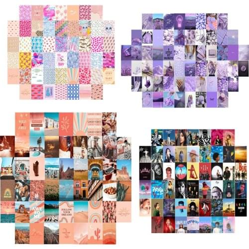 50pcs Postcard Photo Collage Set Wall Collage Kit Exqusite Aesthetic Posters Bedroom Decor for Graduation Memorial Day Ornament