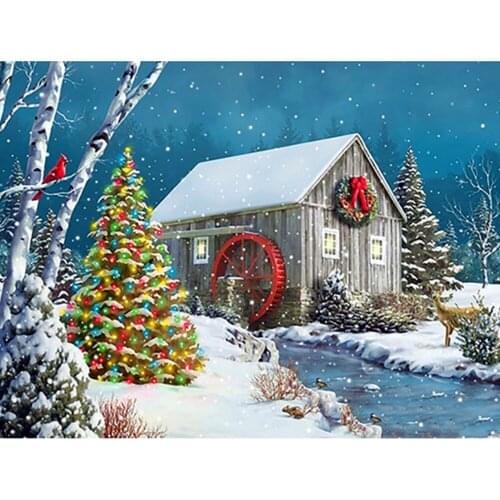 Christmas Tree Embroidery Kit Needlework Craft Set Cotton Thread Canvas Printed Christmas Gift Home Decor New Design