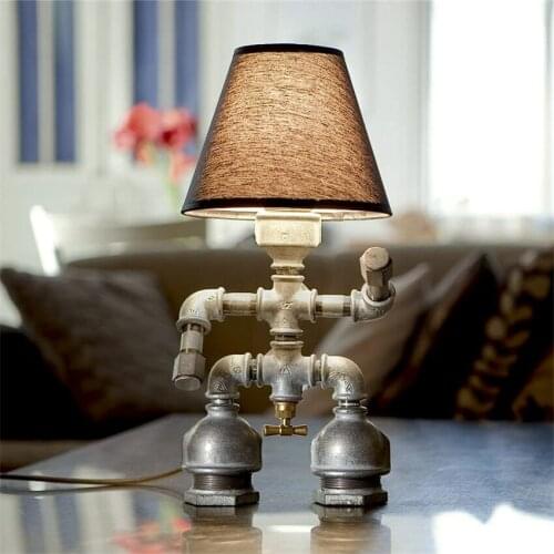 Industrial Retro Water Pipe Robot Tables Lamps Loft American Nordic Creative Cafe Restaurant Bar Study Art Decor Table Lights