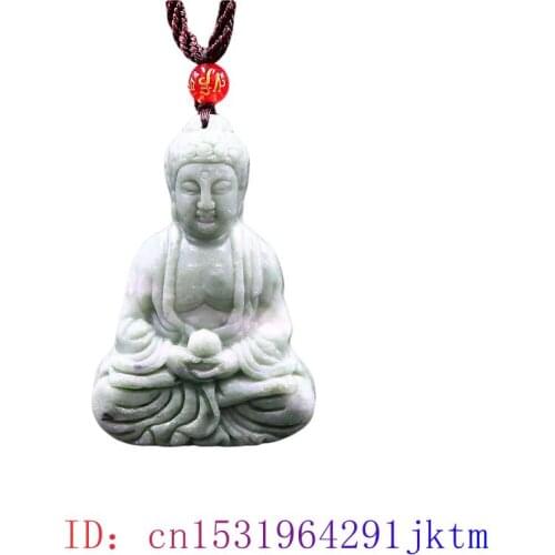 Jade Buddhism Pendant Necklace Gifts Gemstone Jewelry Fashion Green Amulet Chinese Carved Charm Natural