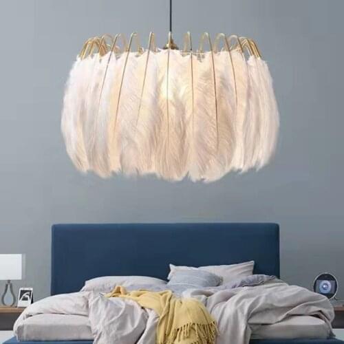 Moderna Feather Chandelier Warm Romantic Nordic Lighting Living Room Bedroom Creative Ins Net Red Girl Feather Lightin free ship