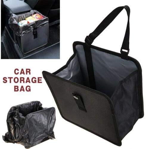 New Arrival 1pc Black Car Seat Back Hanging Storage Bag Folding Car Trash Bag Large Capacity for Car Interior Stowing Tidying