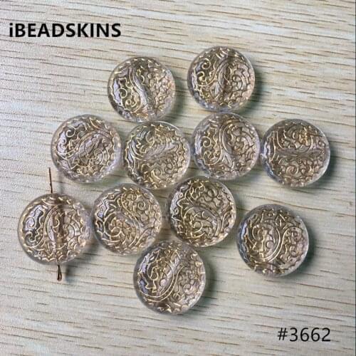 New arrival! 25mm 140pcs/lot clear with gold stripe wafer shape Acrylic beads #3662(Design as shown)