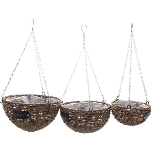Hanging Planter Flower Pots Artificial Woven Basket Hanging Basin Type For Outdoor Balcony Plants Home Decor