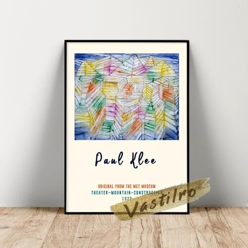 Paul Klee Exhibition Poster, Theater Mountain Construction Wall Art, Geometry Color Patten Art Prints, Klee Retro Wall Picture